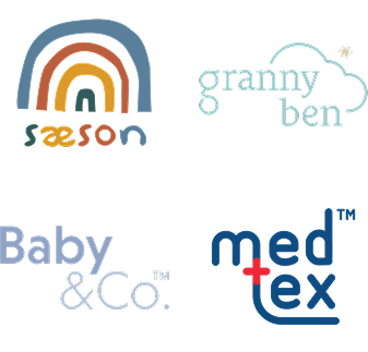 Saeson, Granny Ben, Baby and Co., and Medtex logos